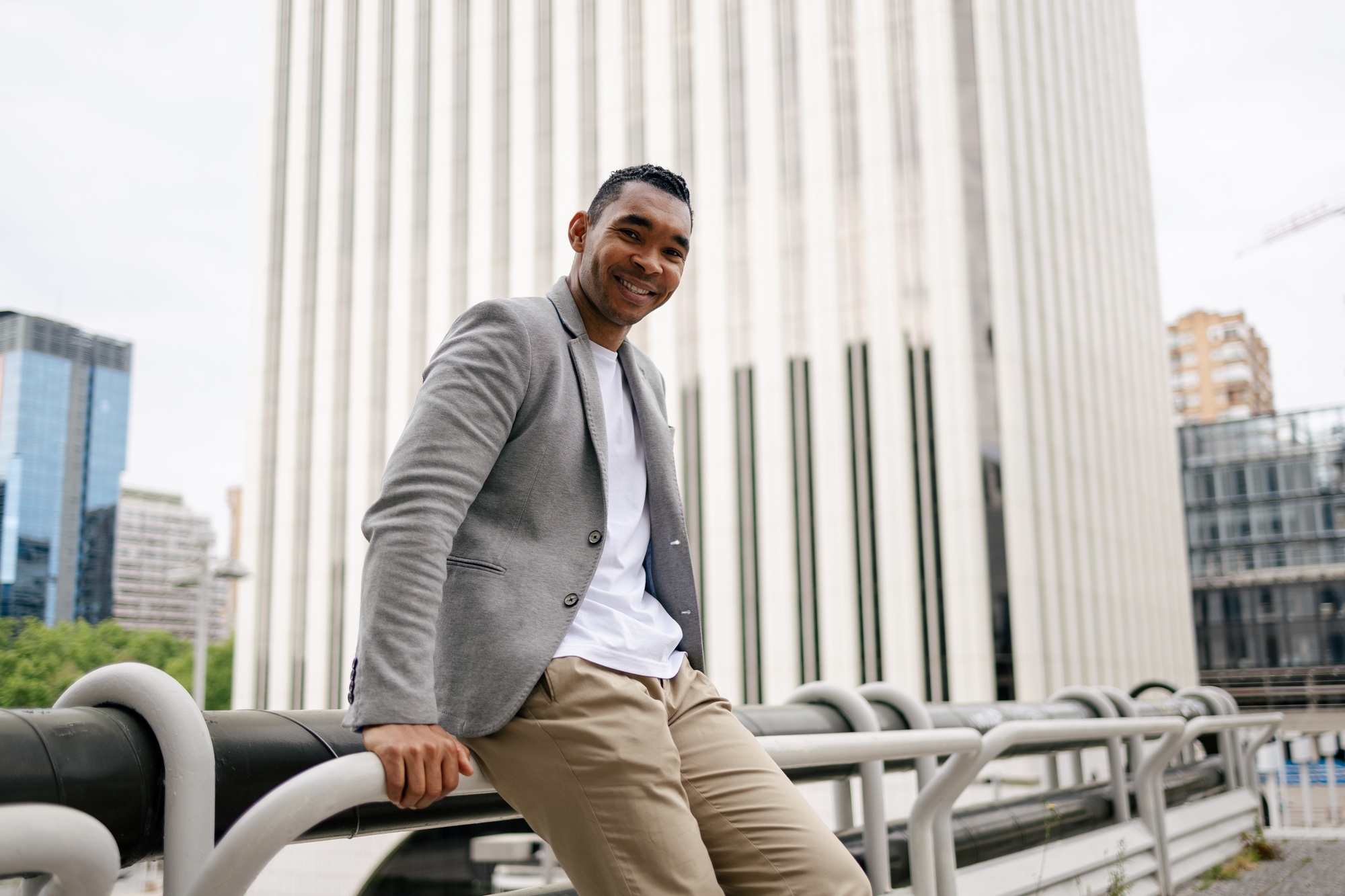 Portrait of black man with business background